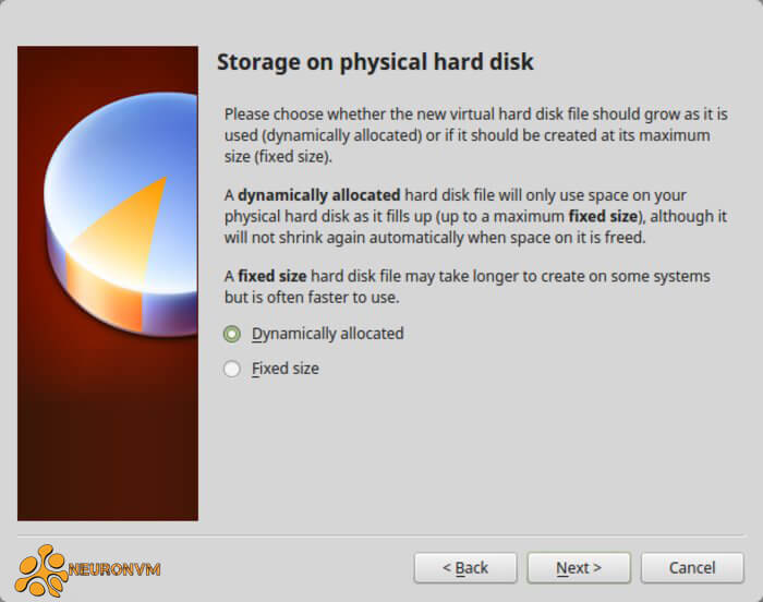 storage types in installing windows 10 on virtualbox
