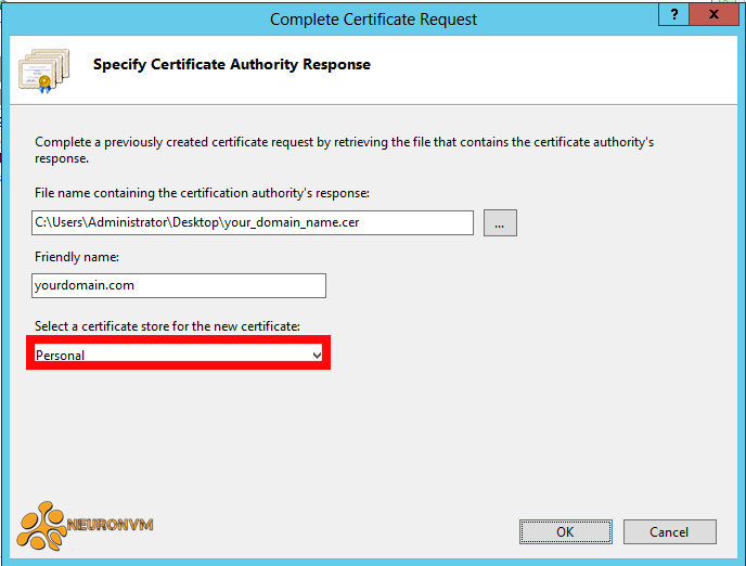 appropriate certificate store-ssl