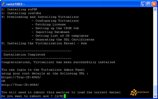 how to reboot virtualizor on ubuntu