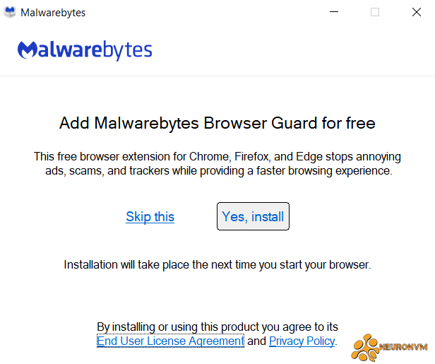 agree to install malwarebytes