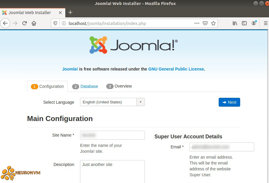 Joomla configuration