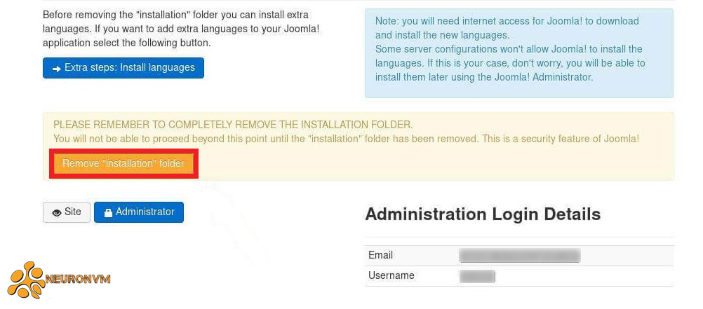 Remove Joomla installation directory