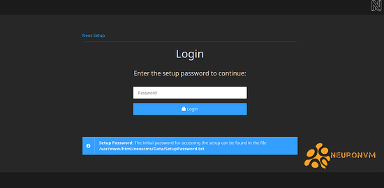 Neos Enter setup password 