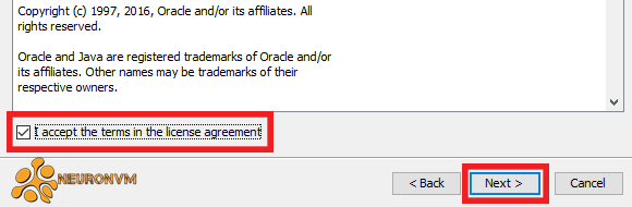 accept terms in license agreement NetBeans