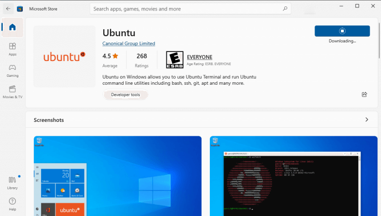 Install Ubuntu 18.04 on windows by WSL