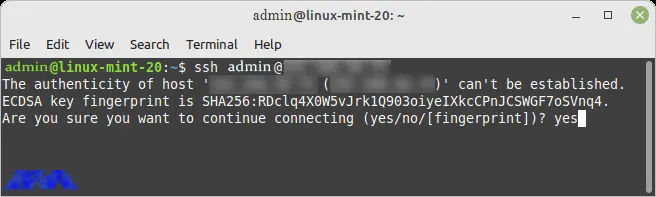 fingerprint-new-ssh-connection-linux-mint