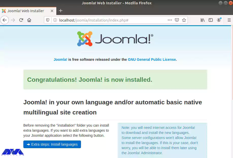 Joomla-installation-progress - Install Joomla on Ubuntu 21.04