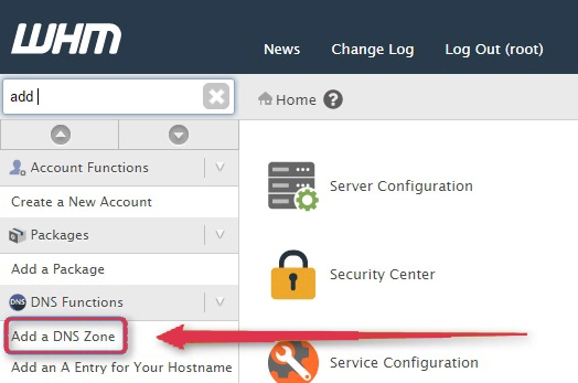 Add a New DNS Zone with WHM on Dedicated Server
