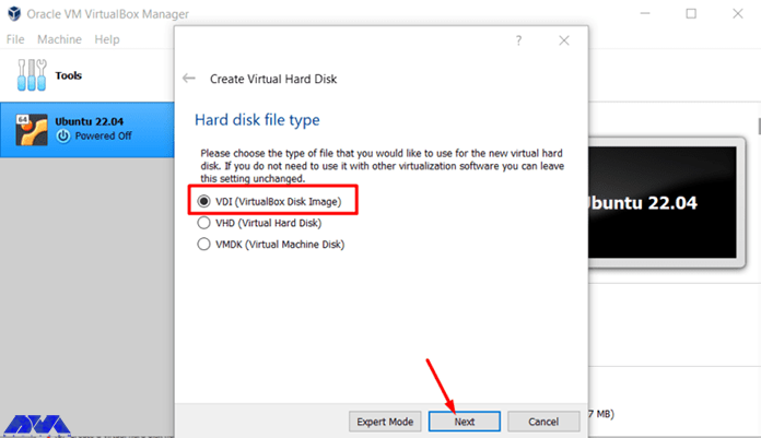 hard disk file type on virtual machine