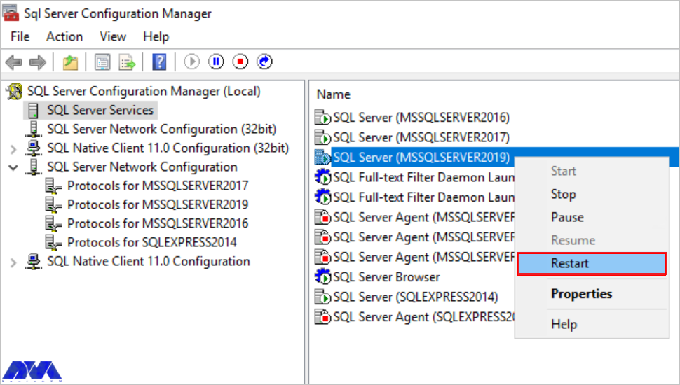 SQL server configuration manager - troubleshooting SQL Server Errors on Plesk
