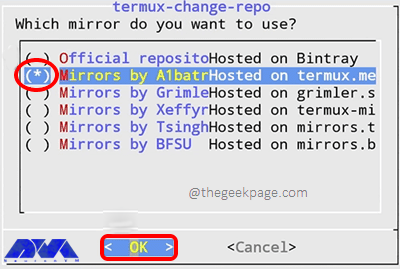 choose repository - troubleshoot Termux issues
