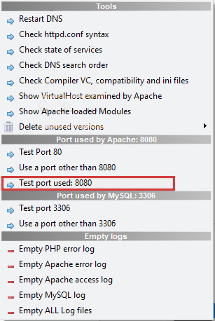 test the new port in wamp - WampServer problems on windows 10