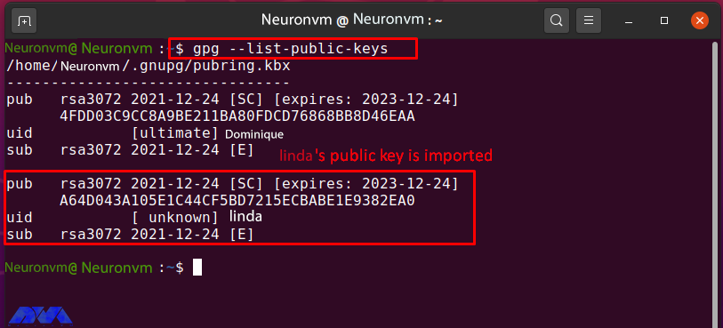 How to enter a public key with GPG