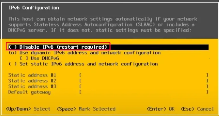 how to disable ipv6 on esxi