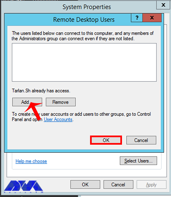 add user on remote desktop