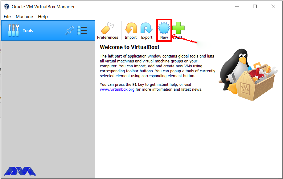 start virtualbox to install ubuntu