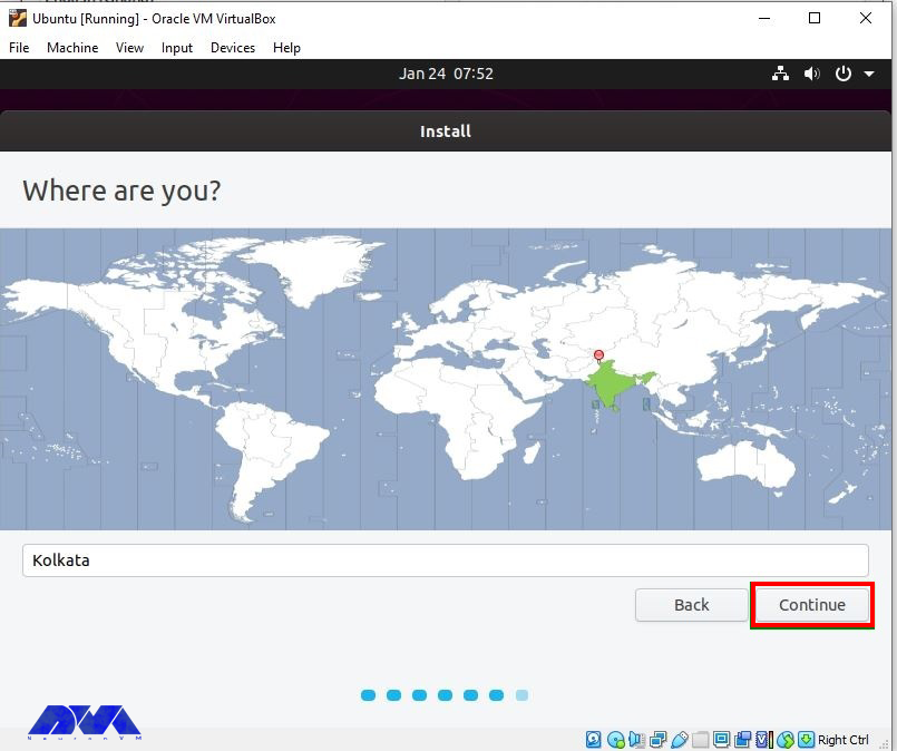 choosing location for Ubuntu