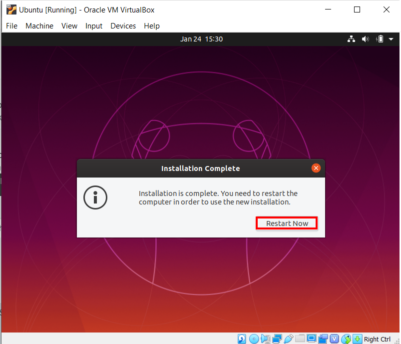 rebooting Ubuntu system - Install Ubuntu on VirtualBox