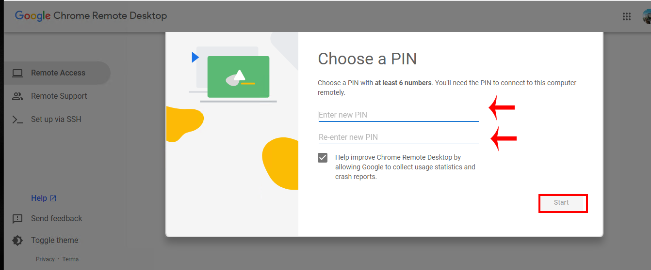 Choose a pin for google chrome desktop