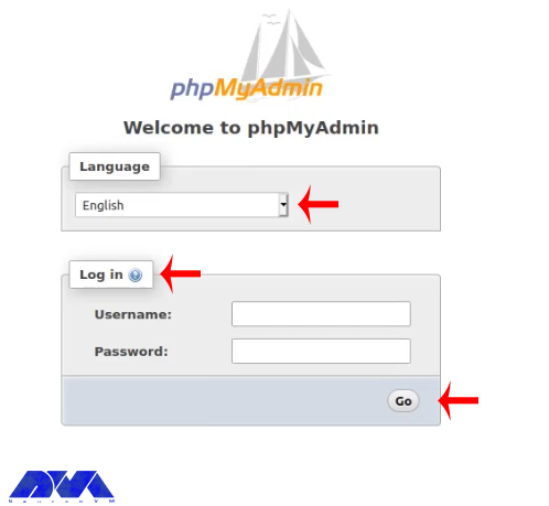 phpmyadmin welcome page