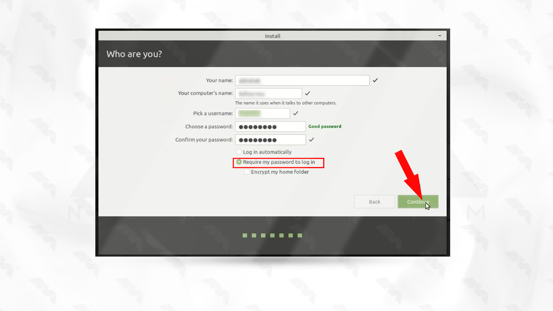 username and password for linux mint