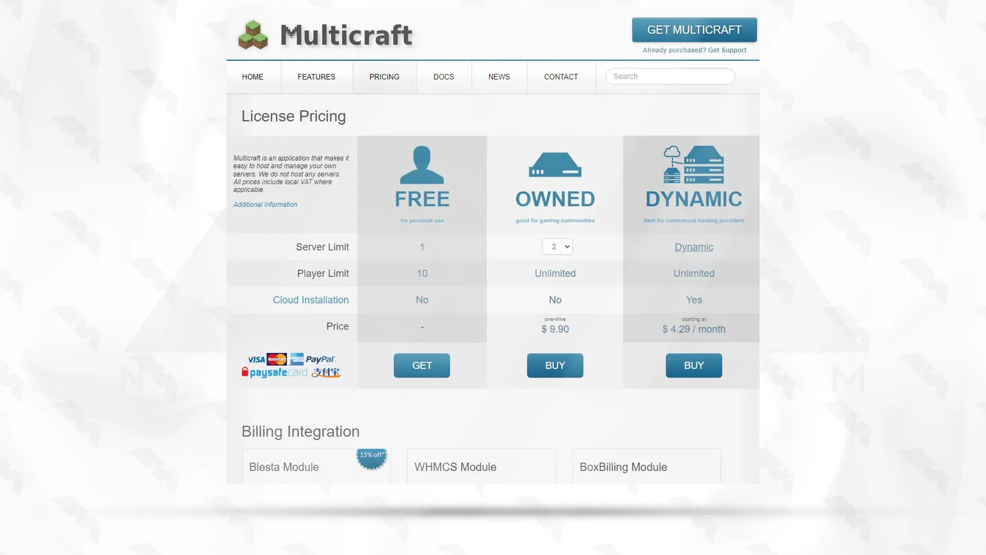 get account for multicraft