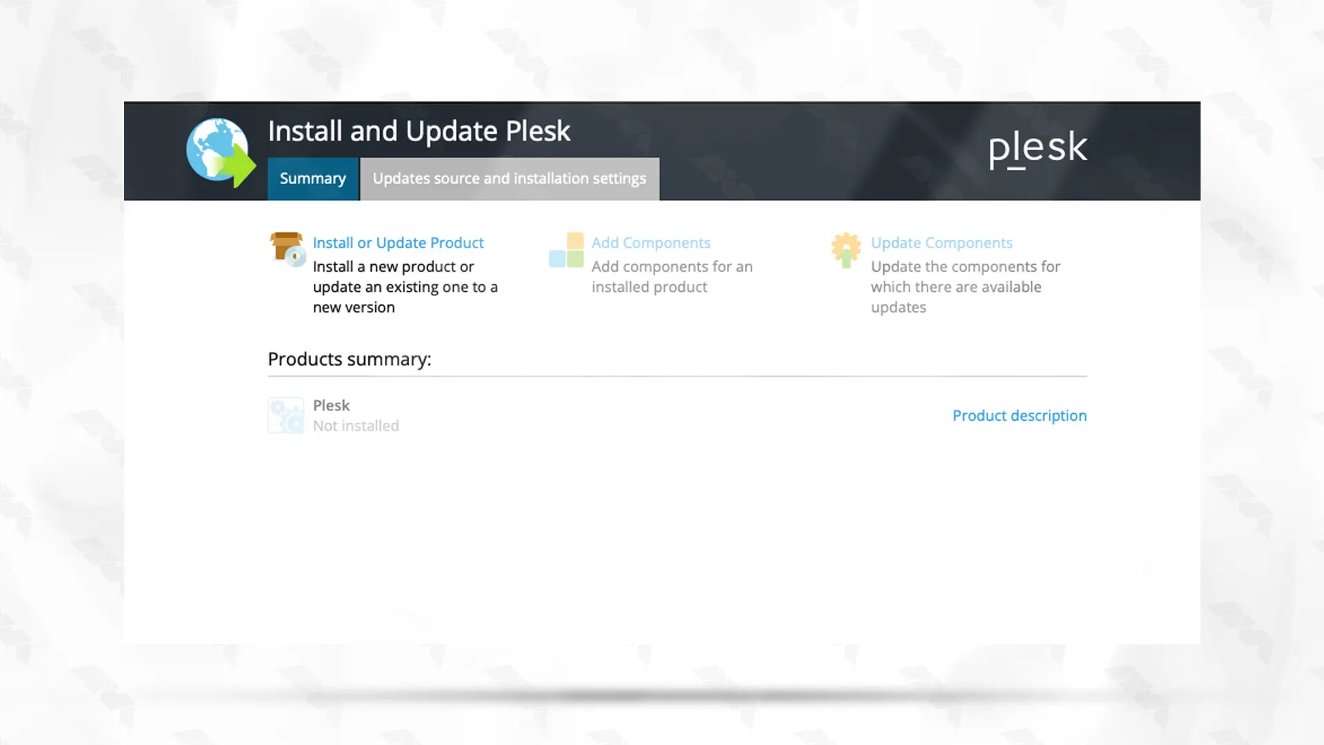 install and update plesk