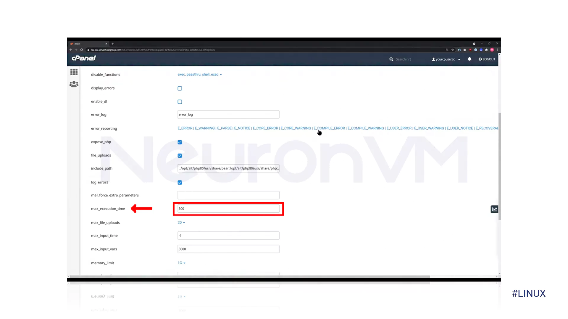The fastest video steps to change max_execution_time in cPanel