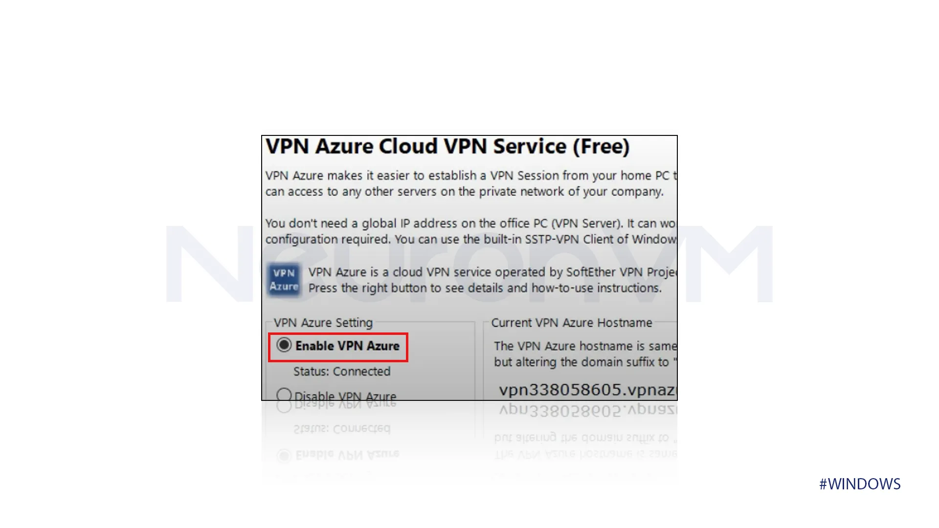 Enable VPN azure