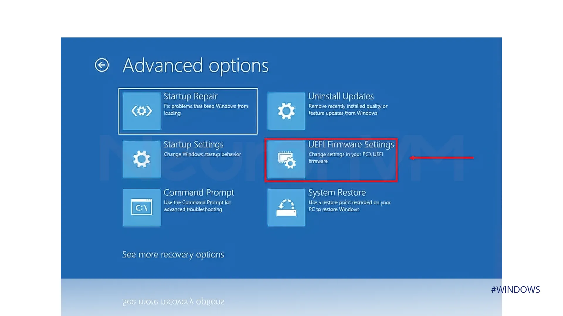 Select the UEFI settings