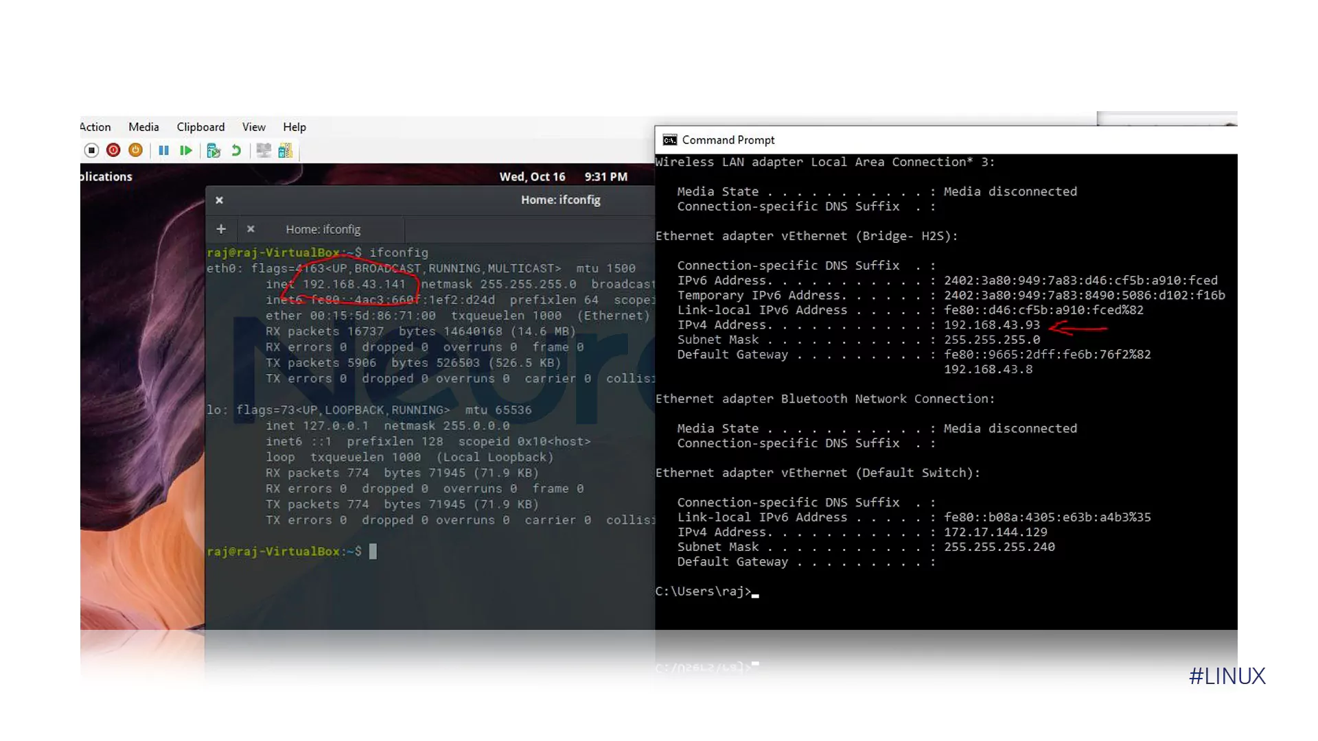 Configure a bridged Hyper-V adapter - final result