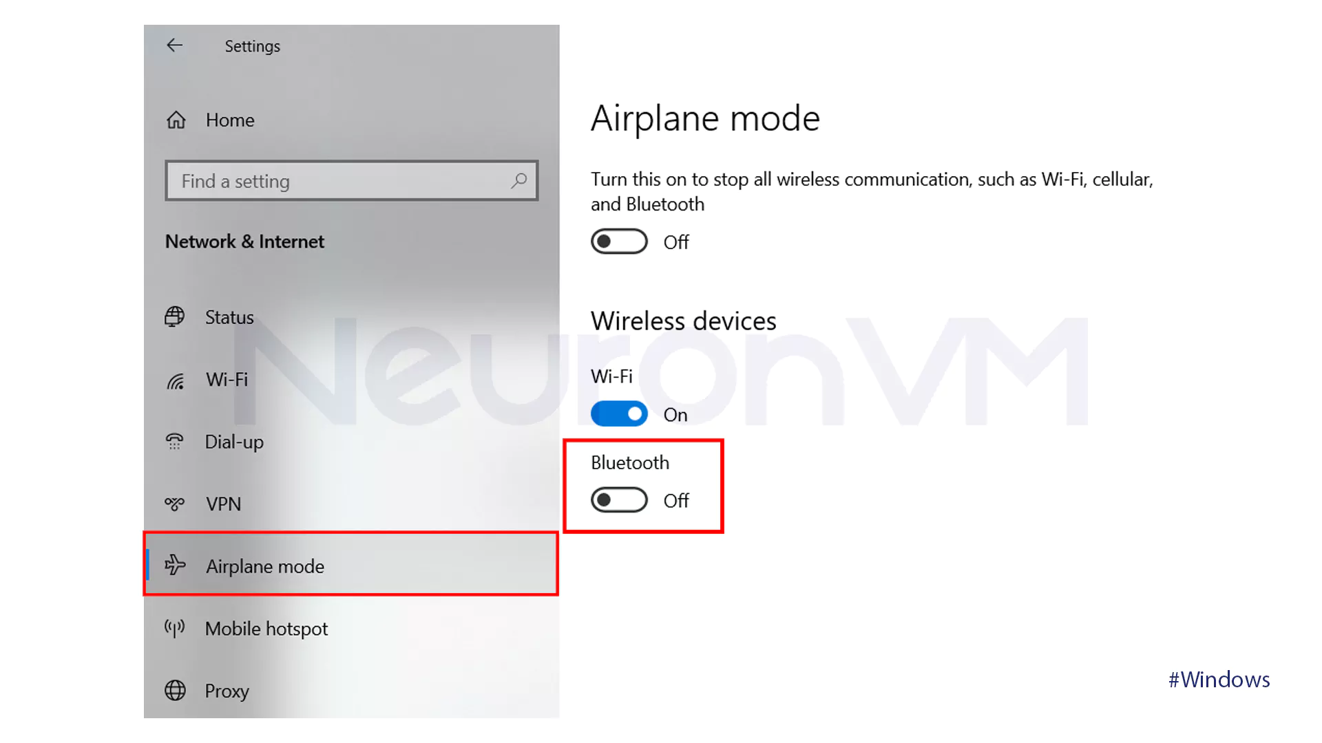 Enable Bluetooth on Windows using Airplane Mode- 2