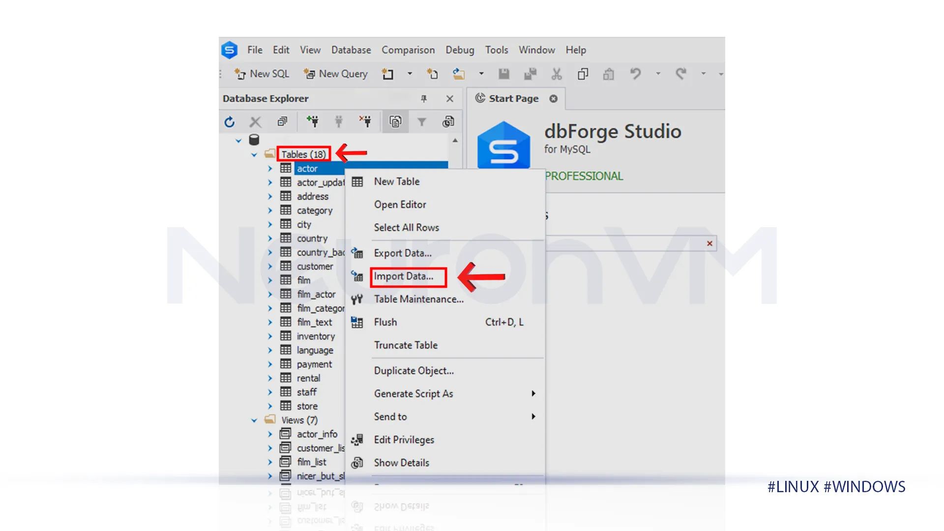 import the desired table