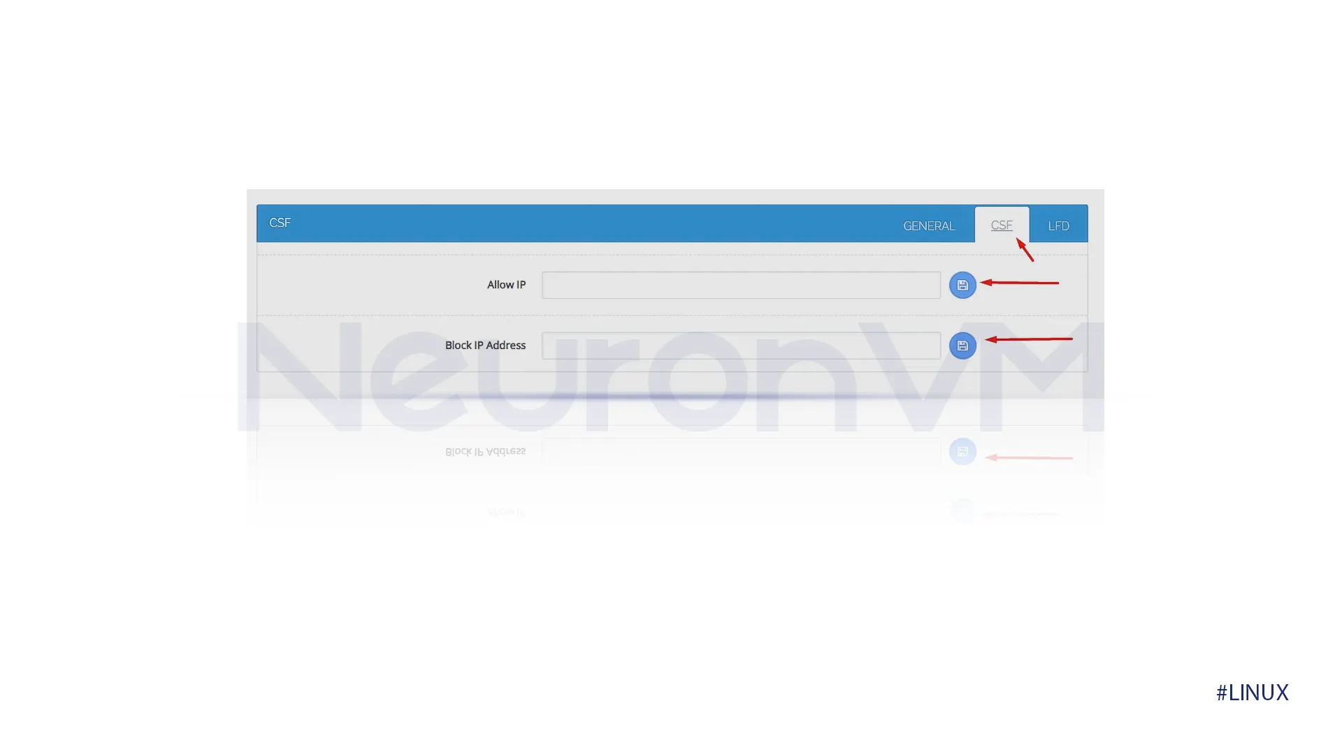 in "Allow IP" enter the IP address you want to allow access to your server, and in the "Block IP Adress" specify the IP address you want to block access to your server.