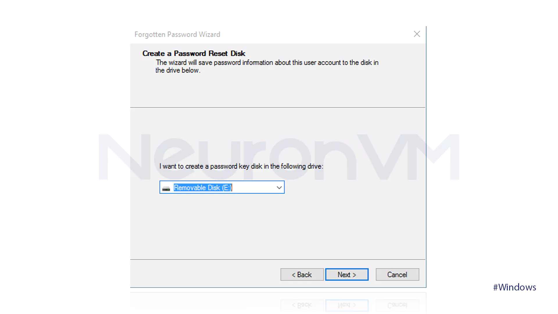 Make a password reset Disk - part 2