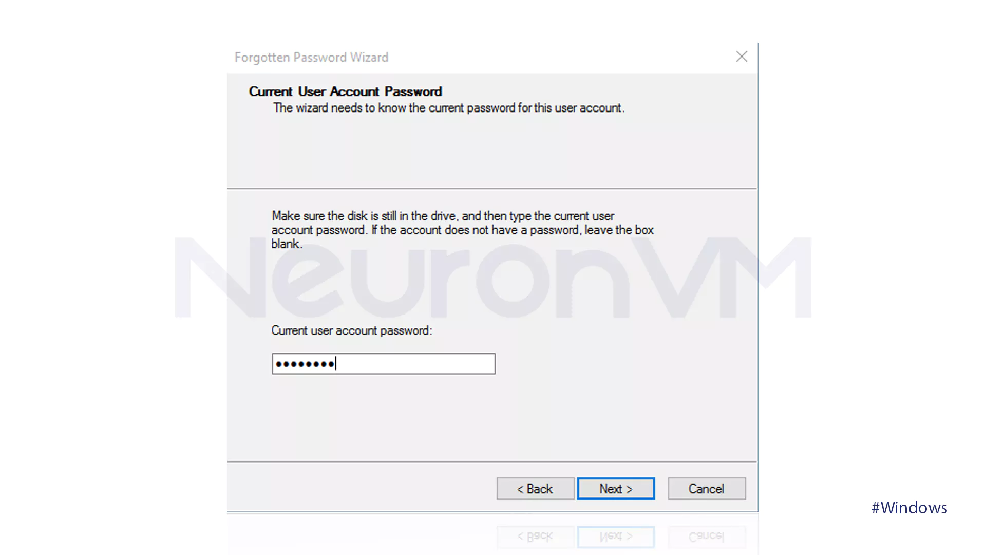 Make a password reset Disk - part 3