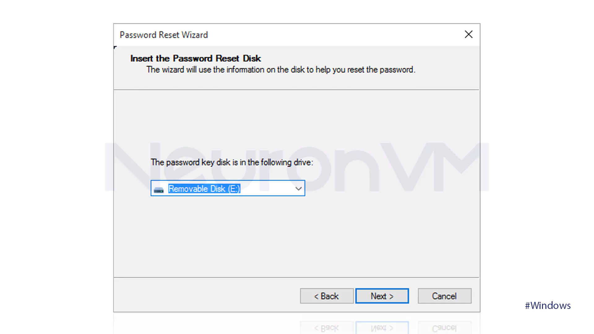 Reset Password with Reset Disk - part 2