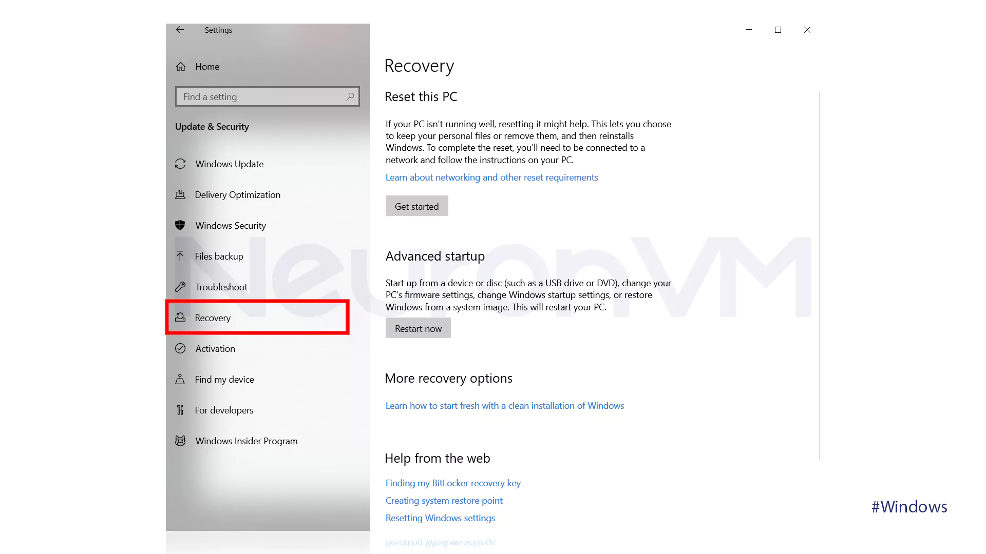 Restore Windows 10 to Factory Settings​ -Step 3