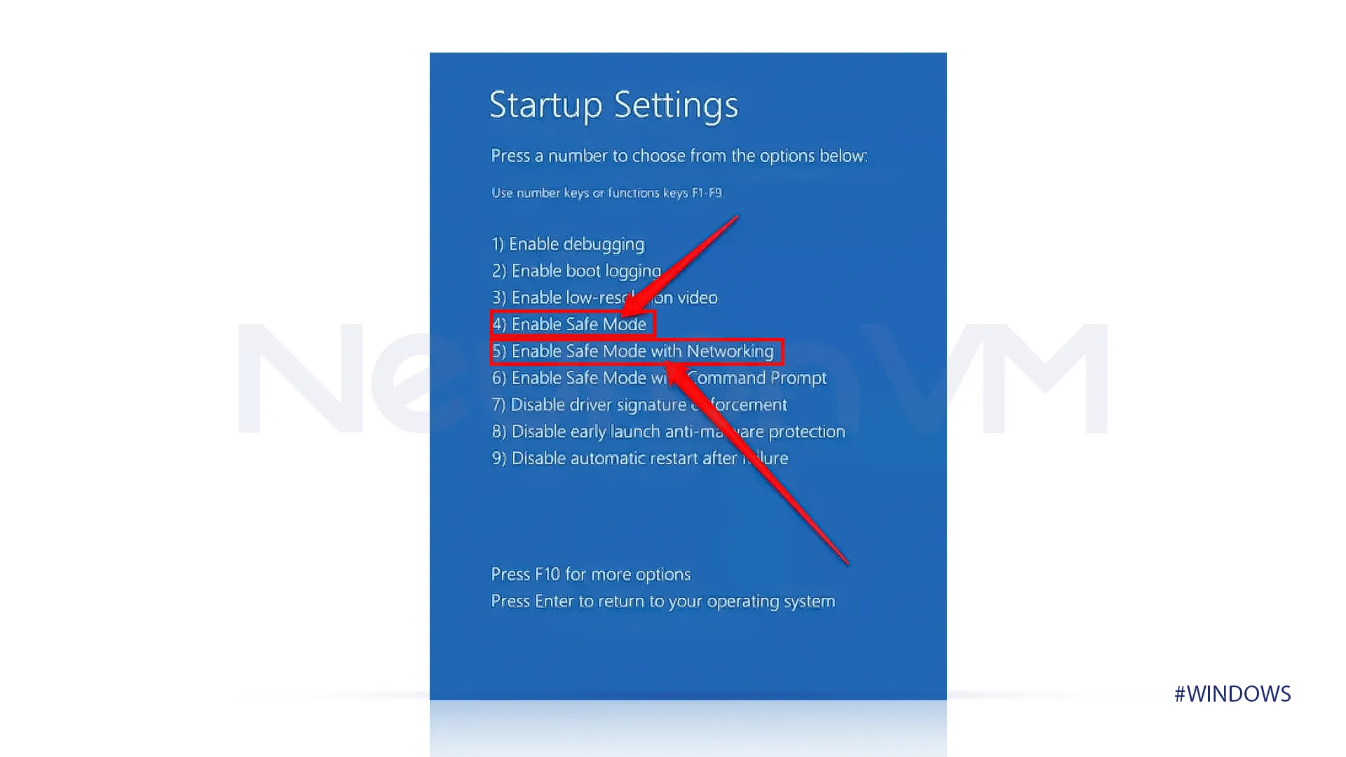 select number 4 in startup settings