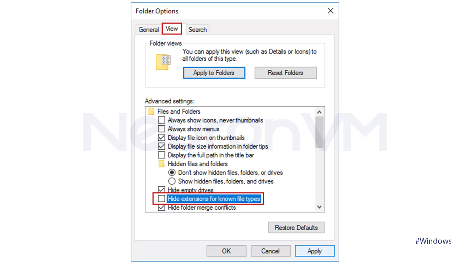 Hide File Extensions with File Explorer - 4