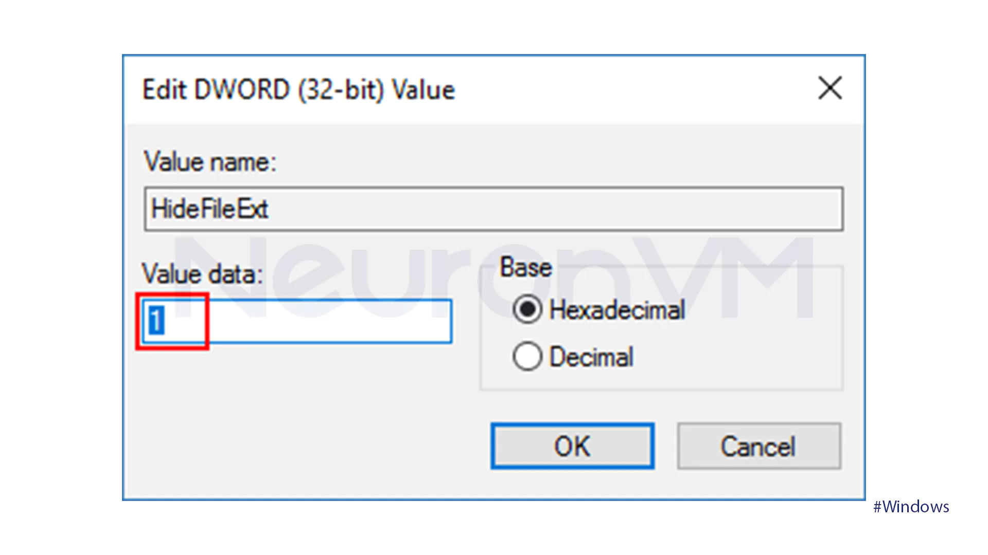 Hide File Extensions with Registry Editor - 3
