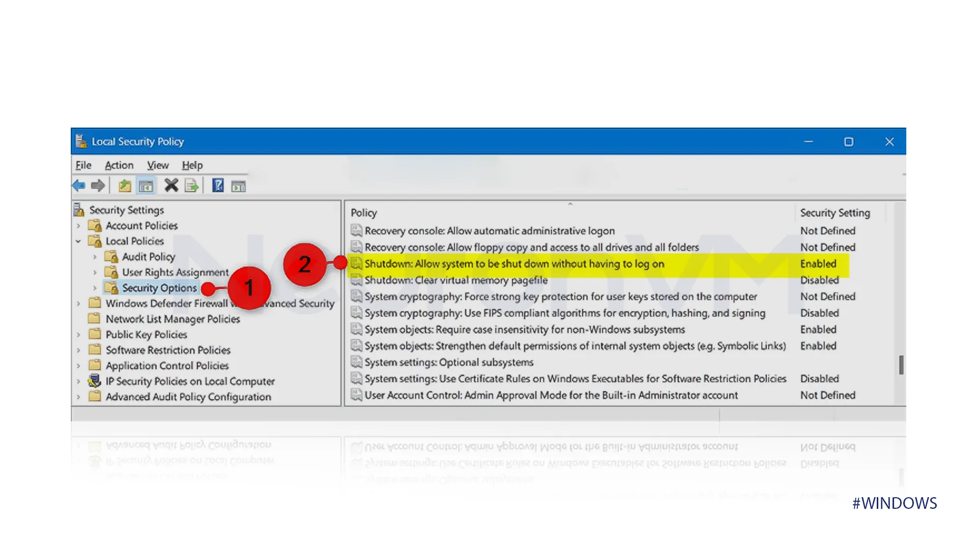 find "Local Policies, "and then click "Security Options."