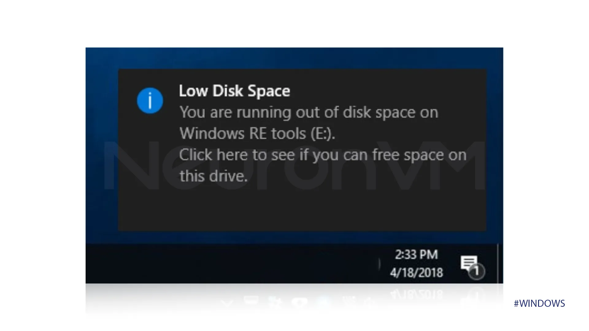 Low disk space error