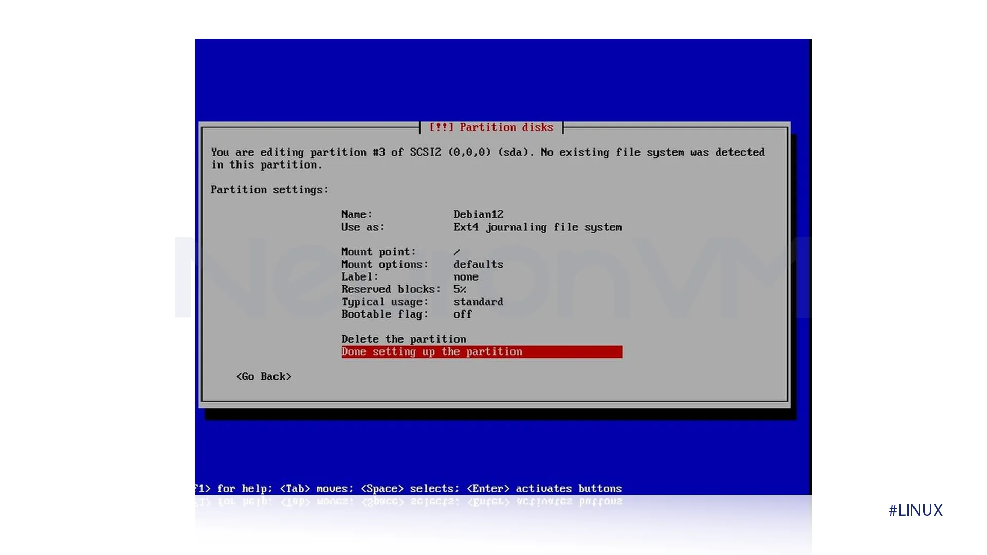 name it Debian 12 and choose "EXT4 File System" as its type