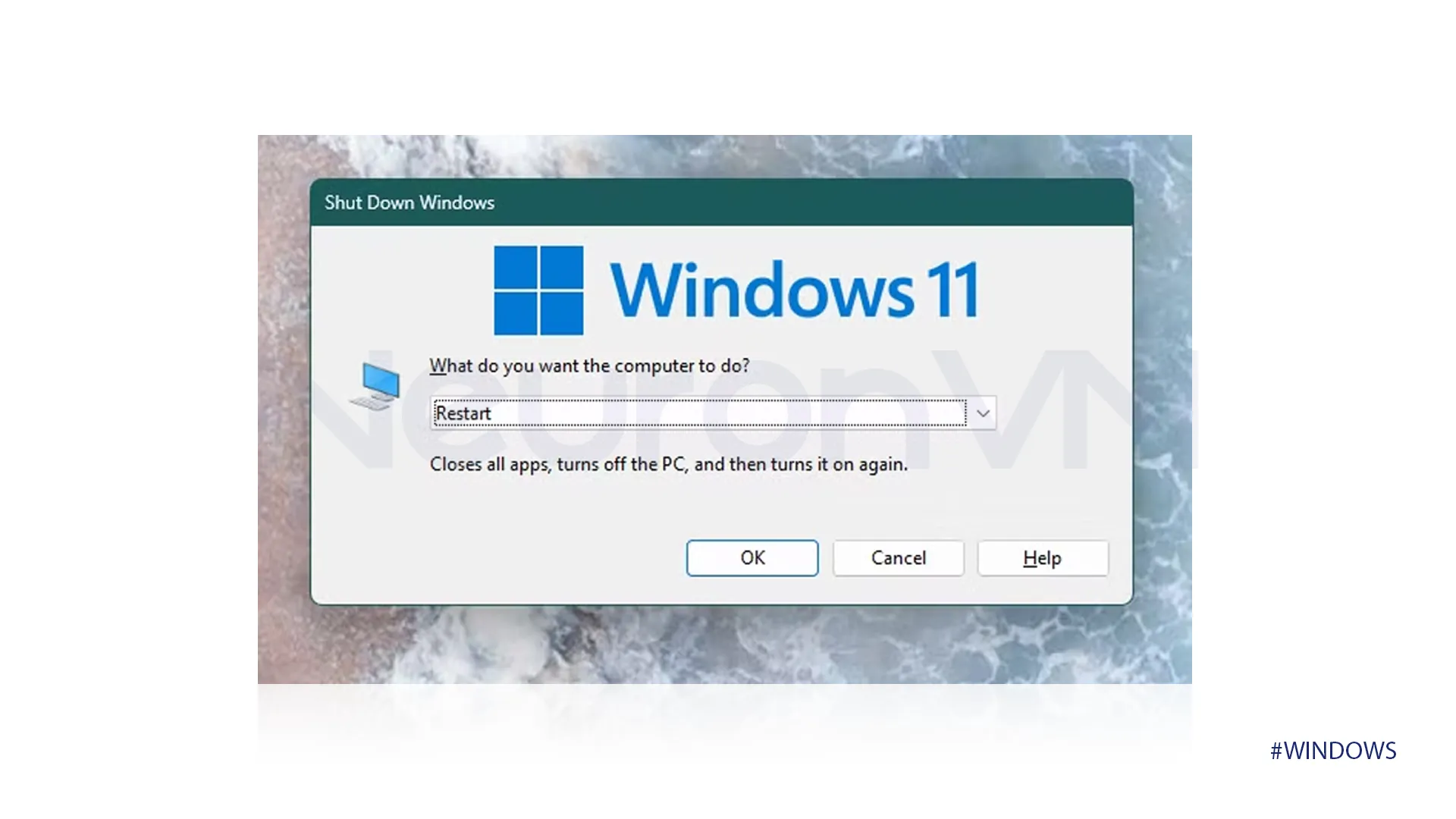 use the up and down arrow keys on your keyboard to find the restart