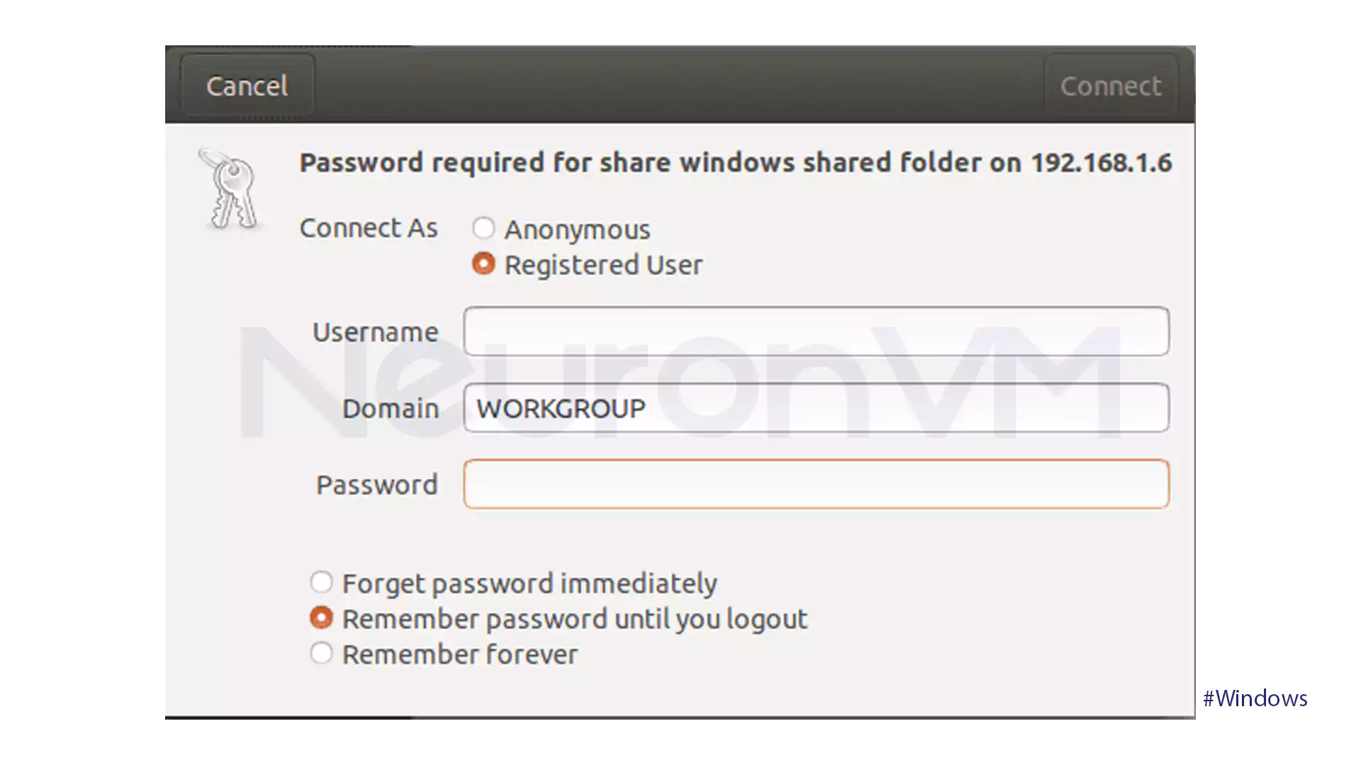 Enter Username & Password - Transfer via Shared Network Folders