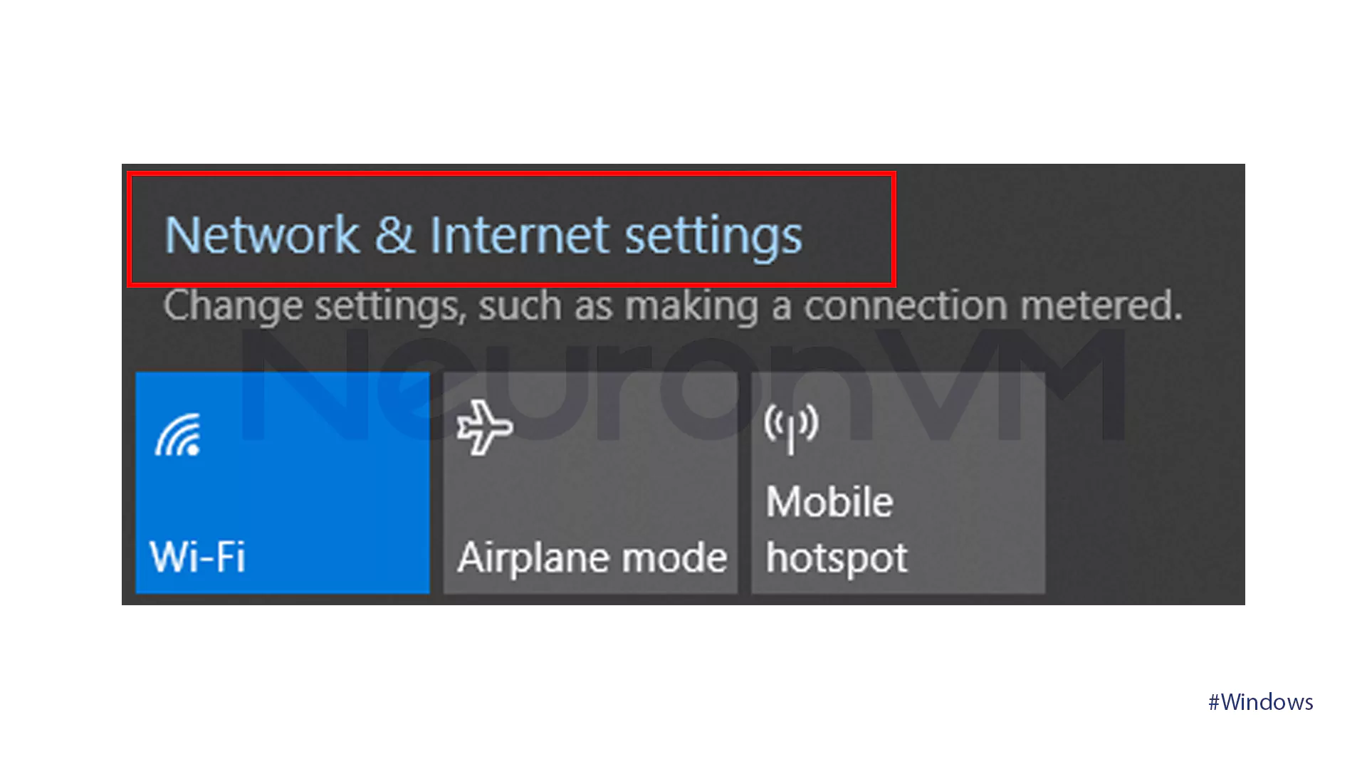 Open Network and Internet Settings - Transfer via Shared Network Folders