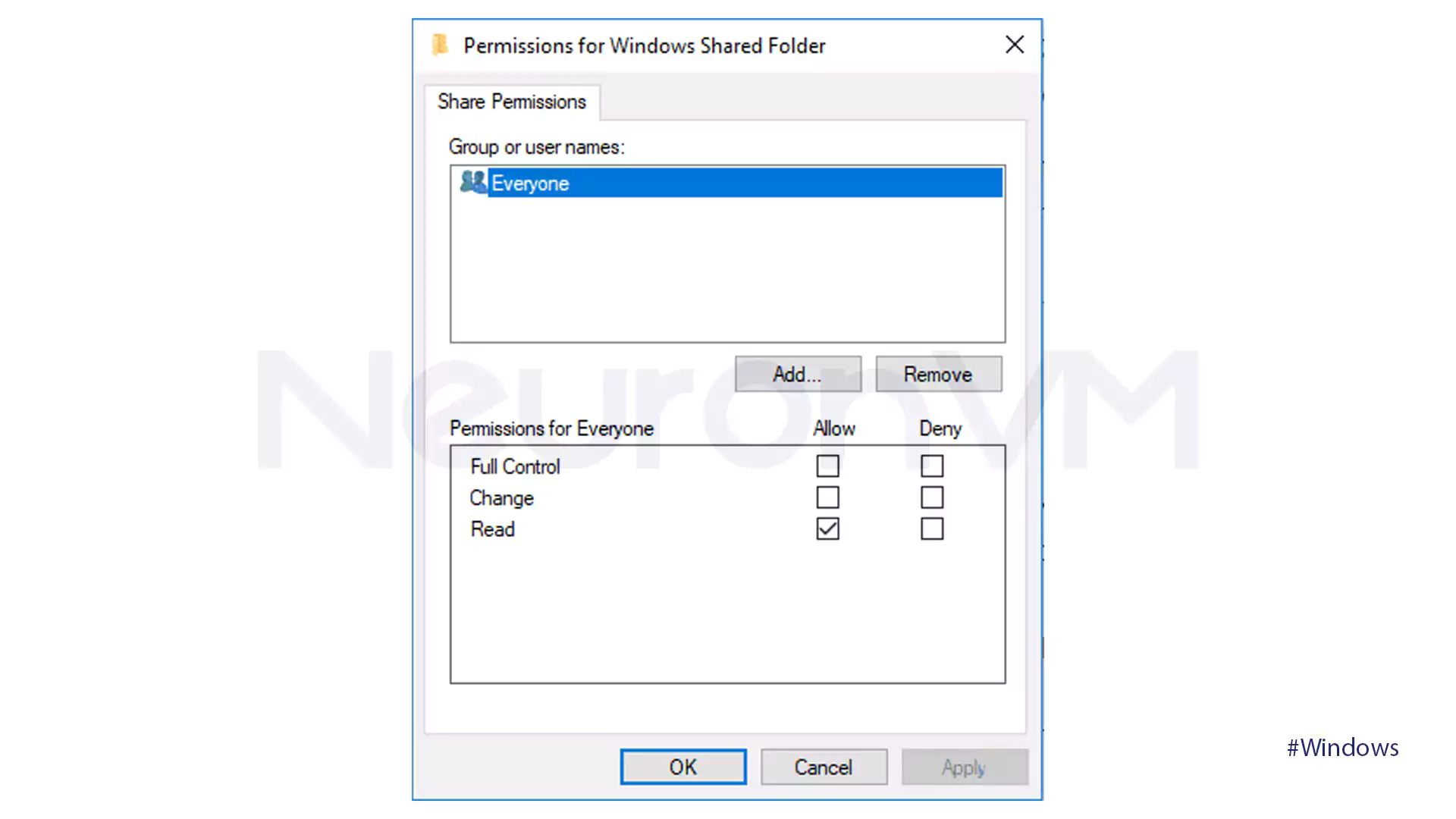 Set Sharing Permissions - Transfer via Shared Network Folders