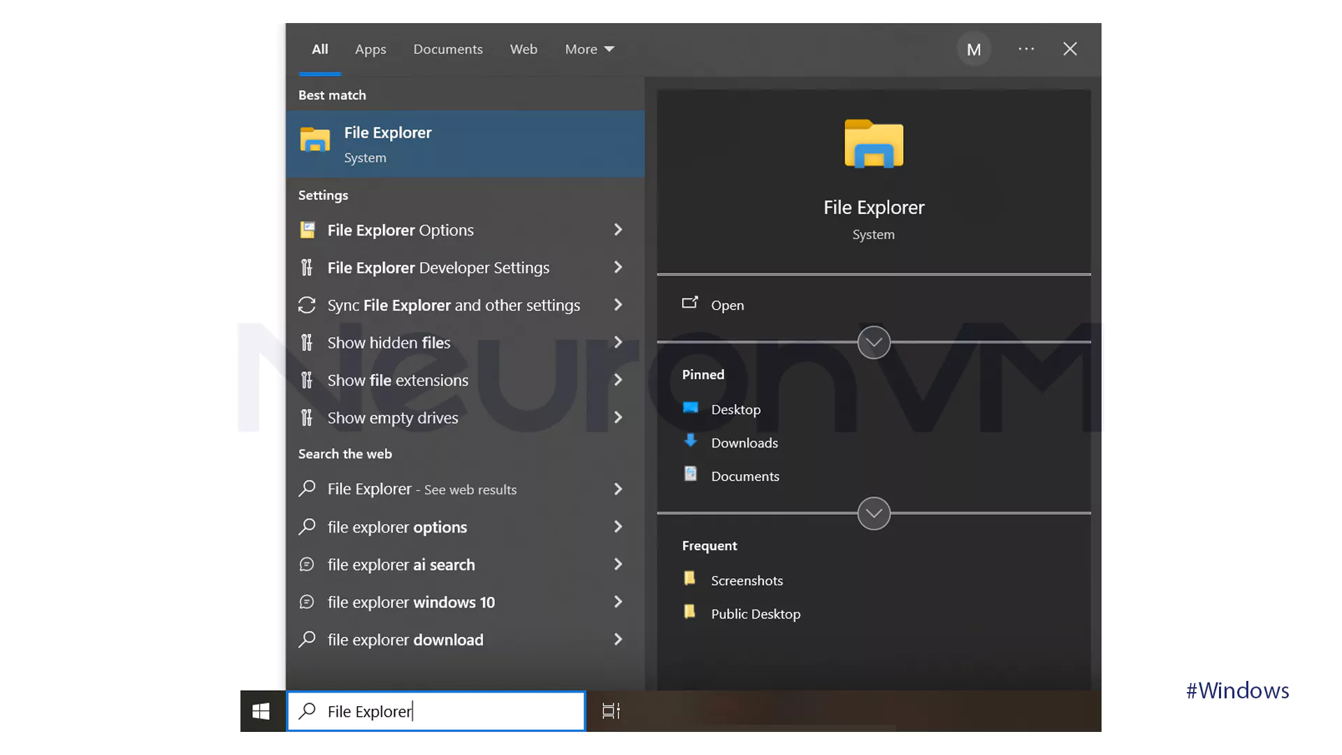 Go to the File Explorer