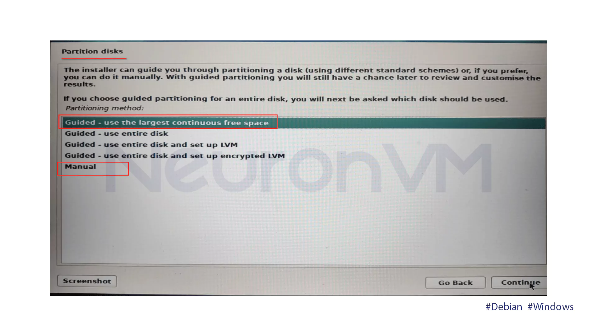 Disk Partitioning Options